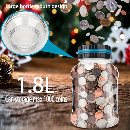 Digital Counting Money Jar, Children's Toys, Penny Bank for Kids, Digital Counting Coin Bank, Money Saving Jar, Holds Over 800 Coins, Powered by 2 AAA Batteries (Not Included), Christmas and Halloween Gifts