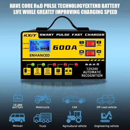 130W Automotive Battery Chargers Digital Intelligent Pulse Repair + Switch LED Indicator Storage Cell Car Chargers 12V 5A,24V 3A