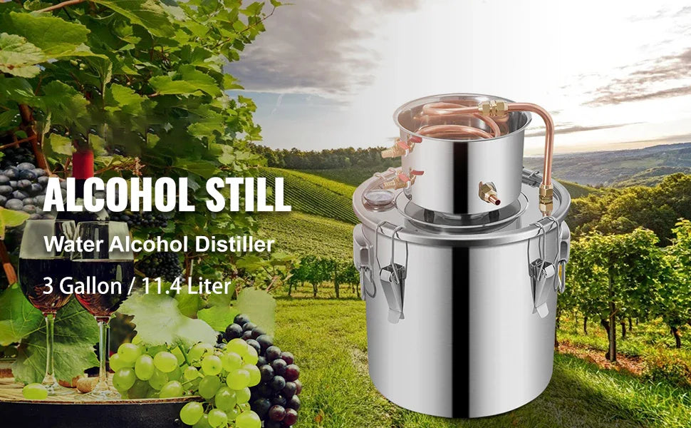 SucceBuy 3 5 8 13 Gal Distiller Alambic Alcohol Still Stainless Copper DIY Home Brew Water Wine Essential Oil Brewing Kit