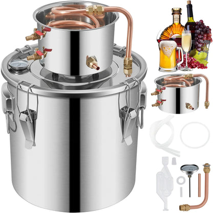 SucceBuy 3 5 8 13 Gal Distiller Alambic Alcohol Still Stainless Copper DIY Home Brew Water Wine Essential Oil Brewing Kit