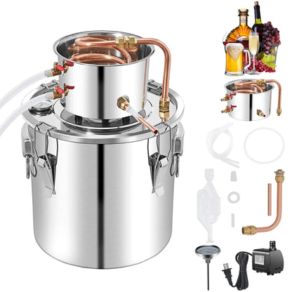 SucceBuy 3 5 8 13 Gal Distiller Alambic Alcohol Still Stainless Copper DIY Home Brew Water Wine Essential Oil Brewing Kit