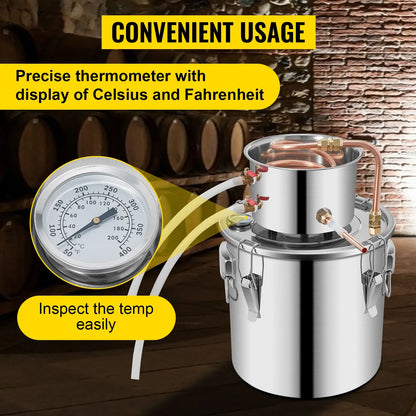 SucceBuy 3 5 8 13 Gal Distiller Alambic Alcohol Still Stainless Copper DIY Home Brew Water Wine Essential Oil Brewing Kit