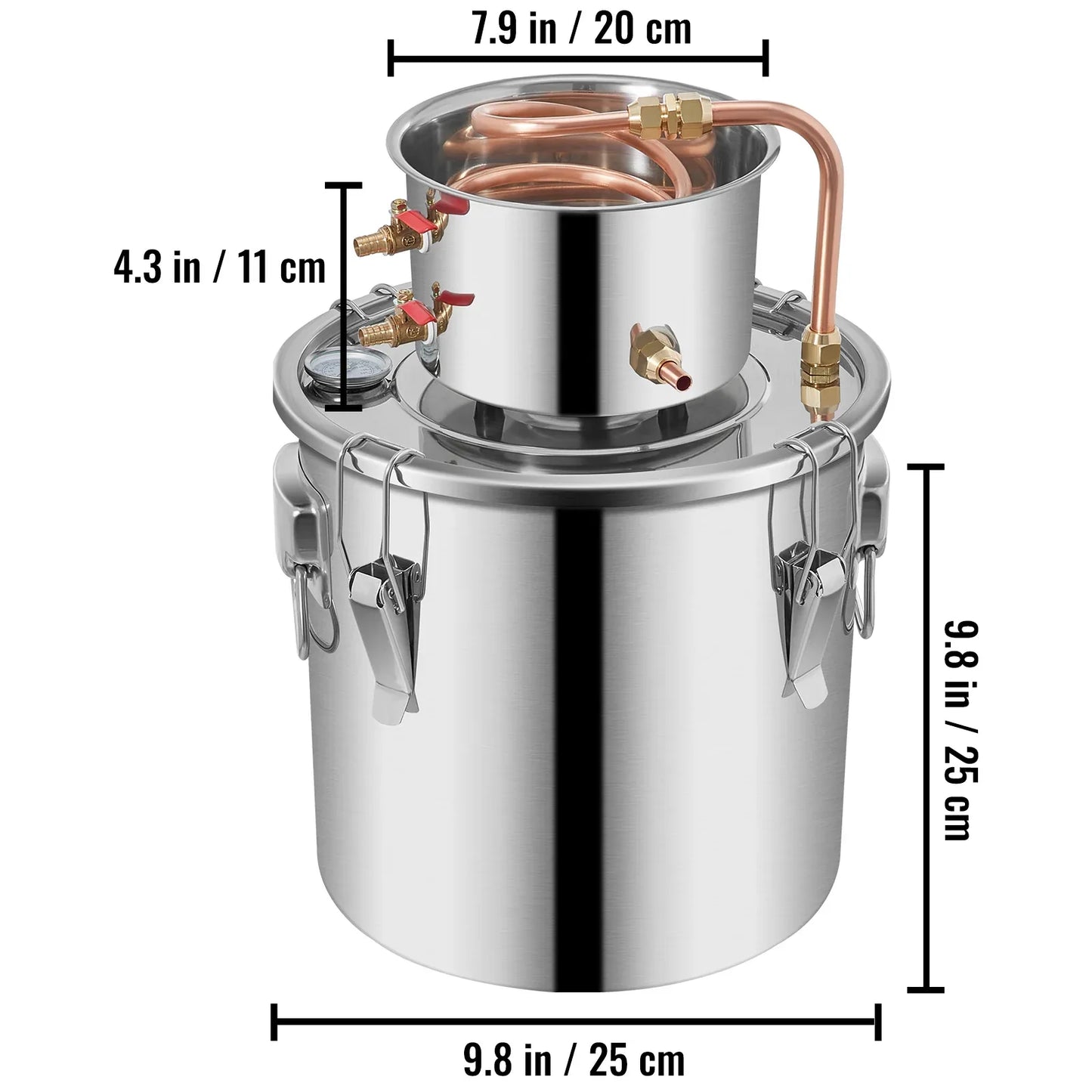 SucceBuy 3 5 8 13 Gal Distiller Alambic Alcohol Still Stainless Copper DIY Home Brew Water Wine Essential Oil Brewing Kit