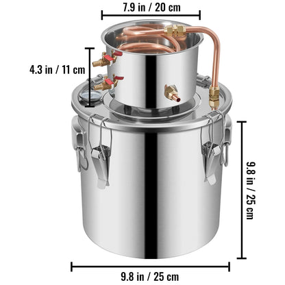 SucceBuy 3 5 8 13 Gal Distiller Alambic Alcohol Still Stainless Copper DIY Home Brew Water Wine Essential Oil Brewing Kit