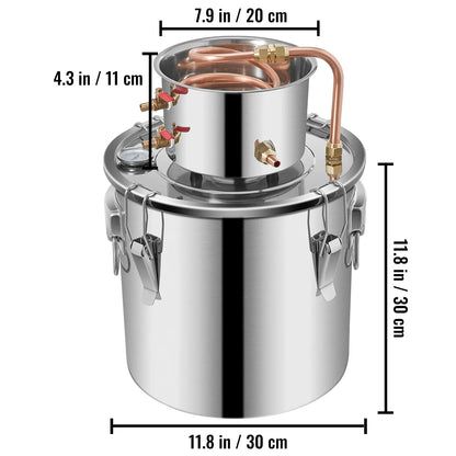 SucceBuy 3 5 8 13 Gal Distiller Alambic Alcohol Still Stainless Copper DIY Home Brew Water Wine Essential Oil Brewing Kit