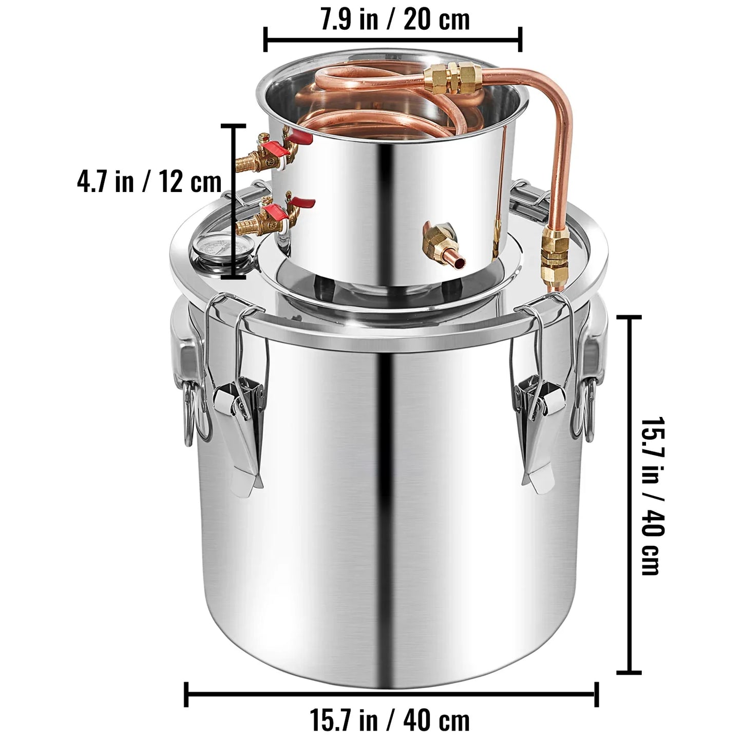 SucceBuy 3 5 8 13 Gal Distiller Alambic Alcohol Still Stainless Copper DIY Home Brew Water Wine Essential Oil Brewing Kit