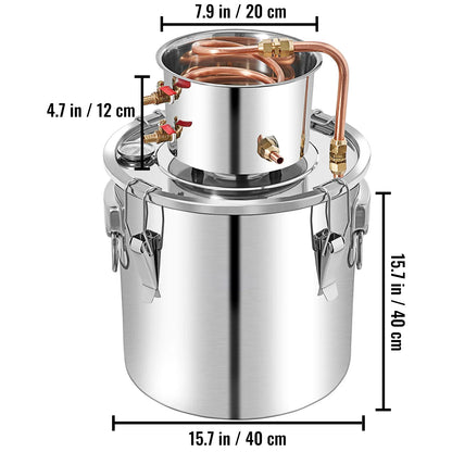 SucceBuy 3 5 8 13 Gal Distiller Alambic Alcohol Still Stainless Copper DIY Home Brew Water Wine Essential Oil Brewing Kit