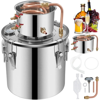 SucceBuy 3 5 8 13 Gal Distiller Alambic Alcohol Still Stainless Copper DIY Home Brew Water Wine Essential Oil Brewing Kit