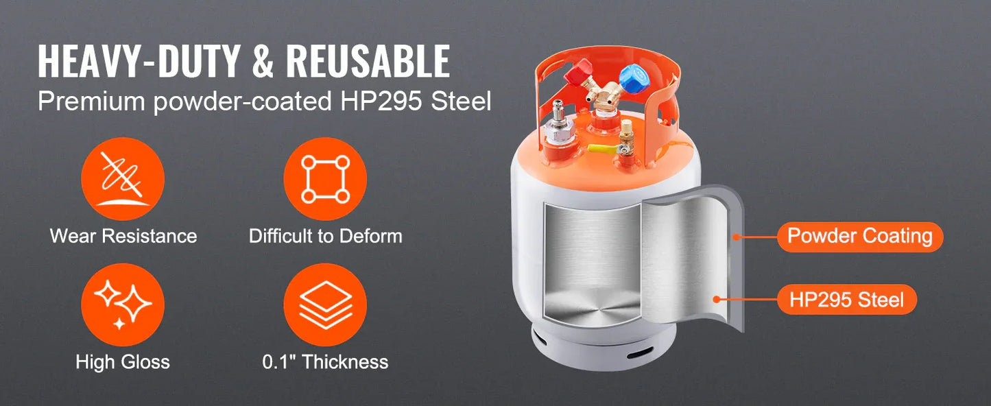 SucceBuy 30 lbs Refrigerant Recovery Tank with Float Switch Reusable AC Recovery Tank HVAC for All Refrigerant Prevent Overflow