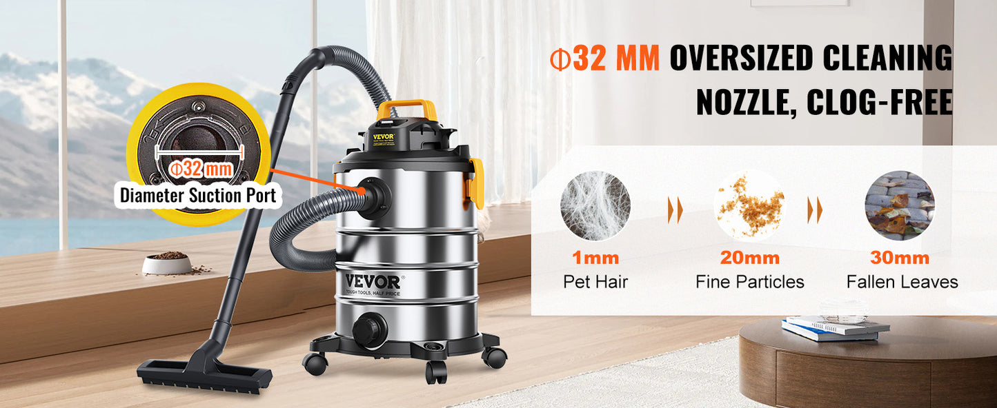 SucceBuy Stainless Steel Wet Dry Shop Vacuum Wet  Dry Vac Powerful Suction  Small Shop Vac Perfect for Carpet Debris  Pet  Hair