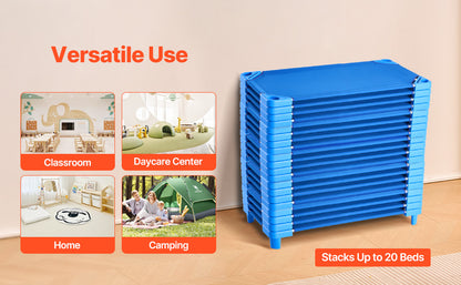 VEVOR Stackable Kiddie Cot Pack of 4/6 Portable Toddler Nap Cots for Kids Preschool Classroom Daycare Beds for Sleeping Resting