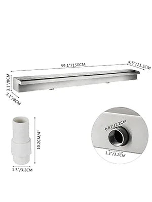 SucceBuy Waterfall Pool Fountain Stainless Steel Pipe Connector Spillway Garden Outdoor Pond Rectangular Swimming Pool Fountain
