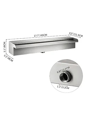 SucceBuy Waterfall Pool Fountain Stainless Steel Pipe Connector Spillway Garden Outdoor Pond Rectangular Swimming Pool Fountain