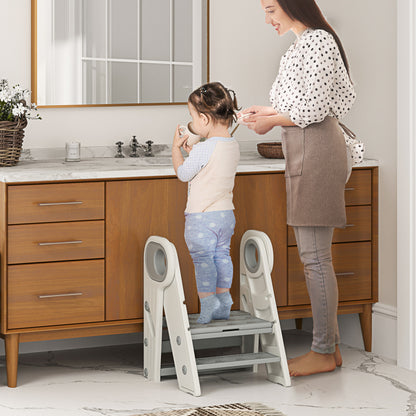 AIYAPLAY foot walking for child 3 steps, kitchen step for child, foldable, adjustable height, with handles, surfac